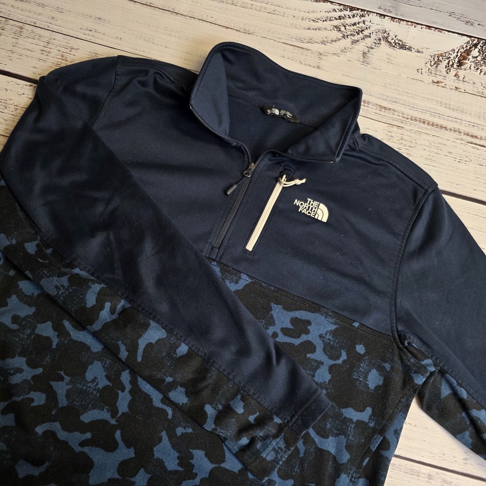 North Face Ventrix‎ Cinder Jacket 1/4 Zip Mens Large Blue Camo Pullover Fleece